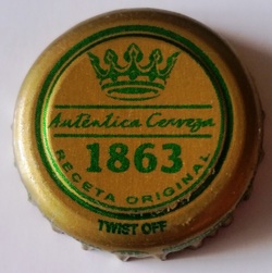 Auténtica cerveza 1863 Receta Original. Twist Off Corona